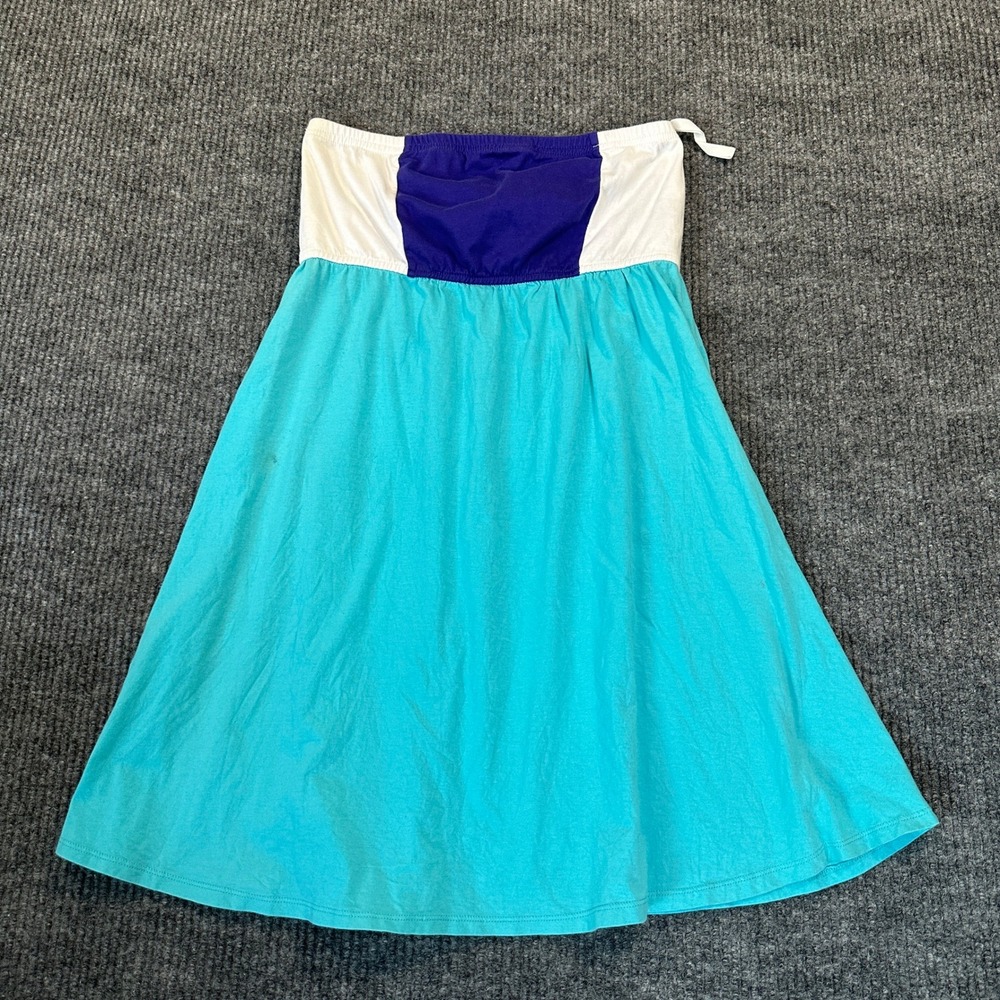 Island Beach Strapless Colorblock Mini Dress Medium Teal Purple White Jersey
